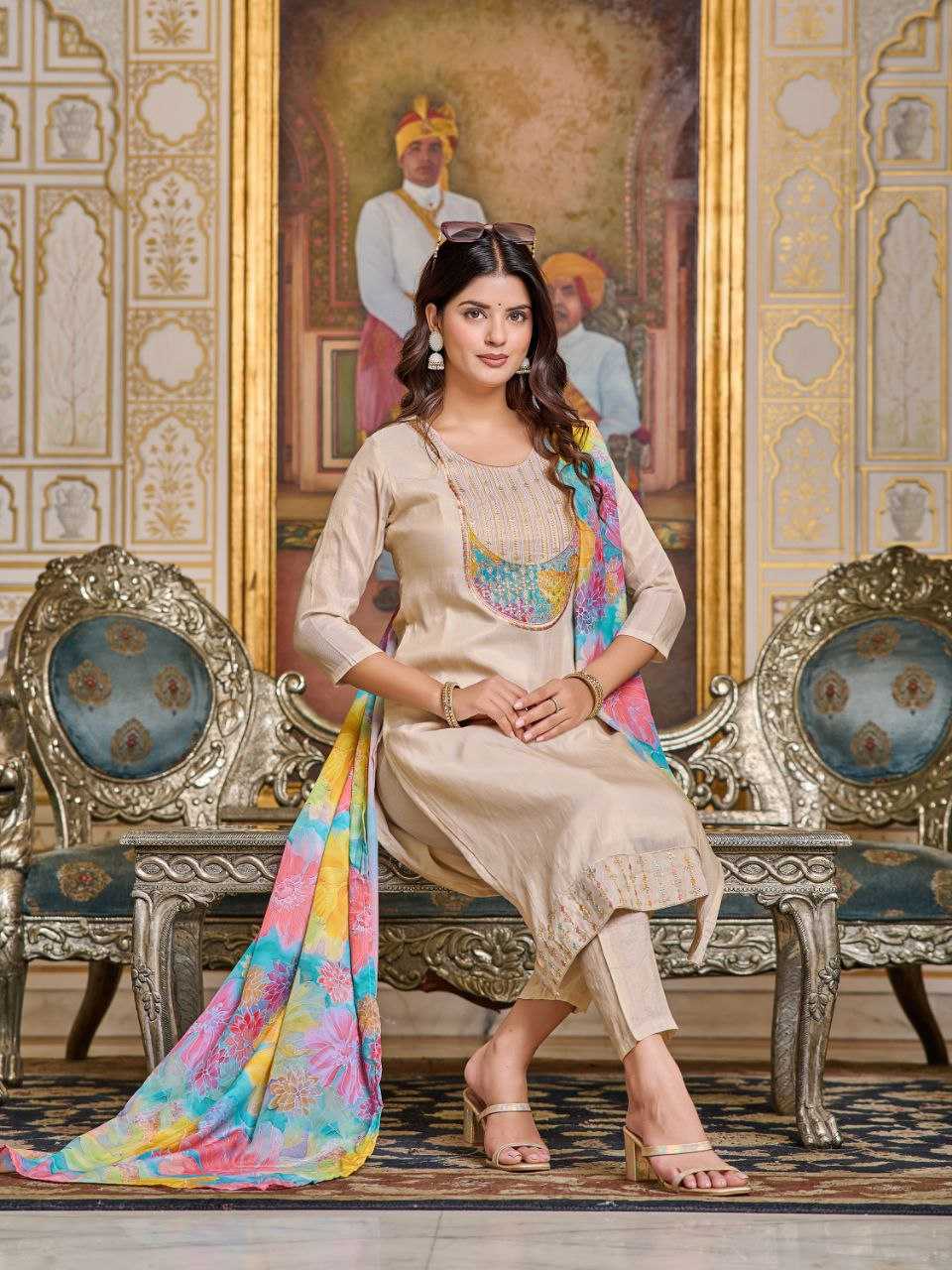 YNF SIMAR SILK KESH266 223 SUITS & DRESSES WHOLESALE CASUAL PRINTED EMBROIDERED SUITS & DRESSES MANUFACTURER