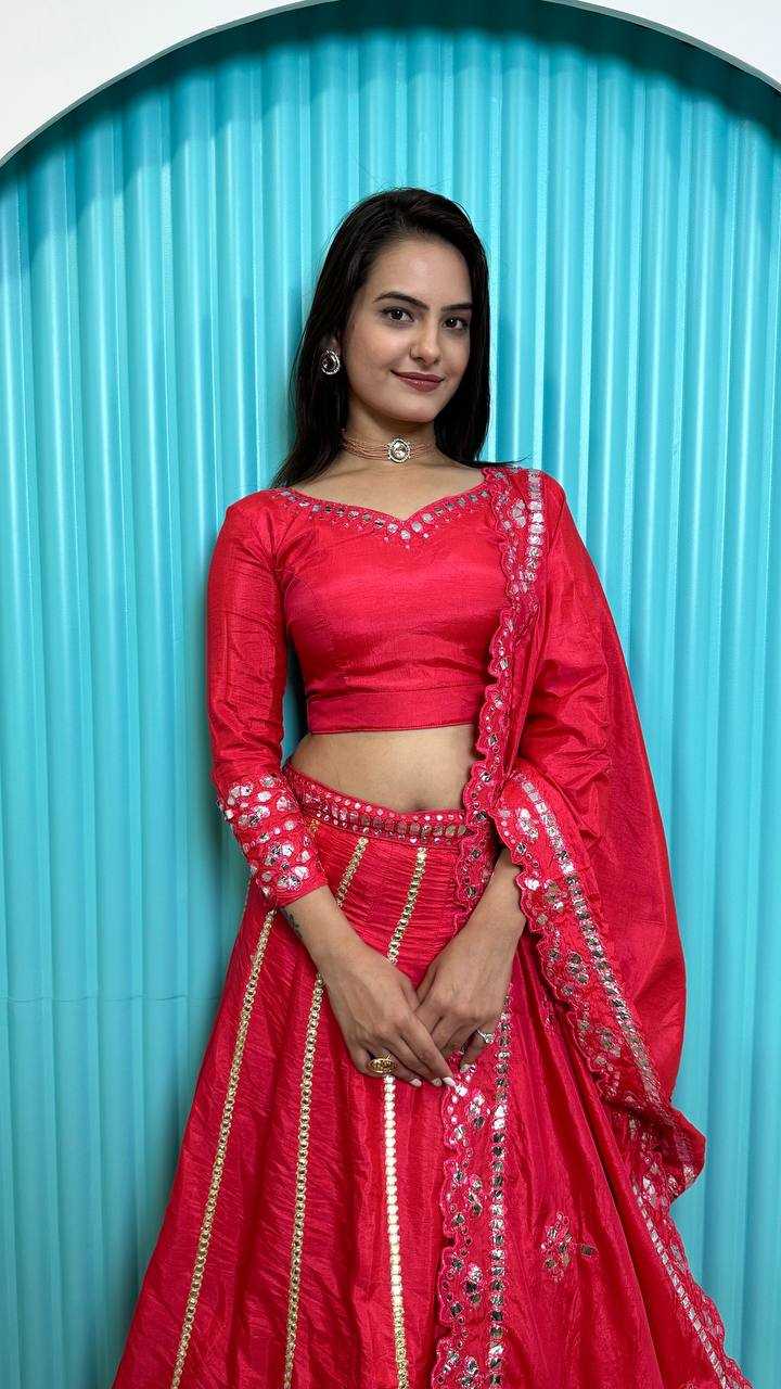 YNF SLUB SILK KESH270 1089  LEHENGAS WHOLESALE PINK SILK LEHENGAS WITH CANCAN MANUFACTURER 