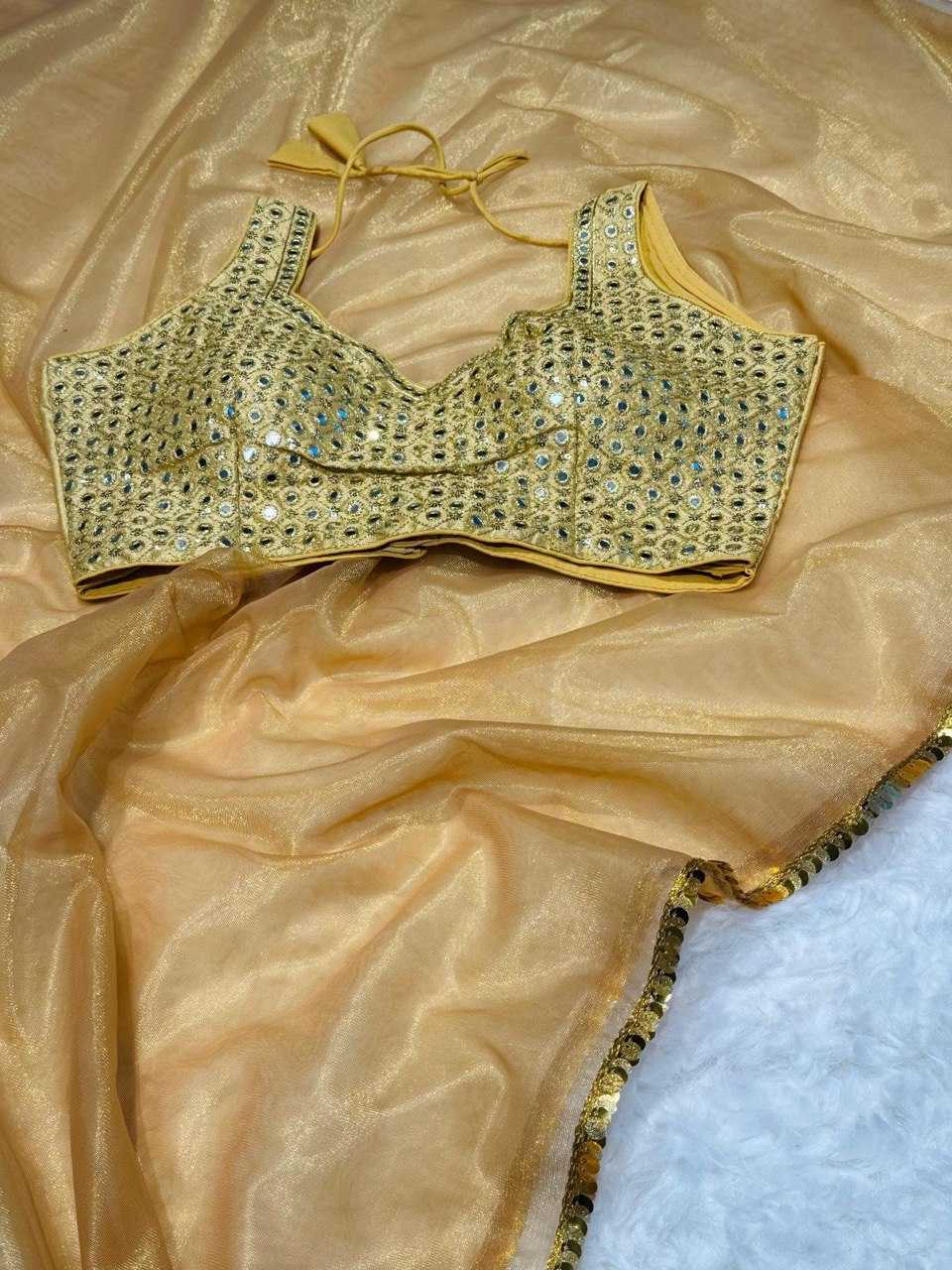 Ynf Soft Gold Crush KESH162 VRT07 Sarees Wholesale Designer Sarees Party Wear Sarees Sequins Work Saree Manufacturer