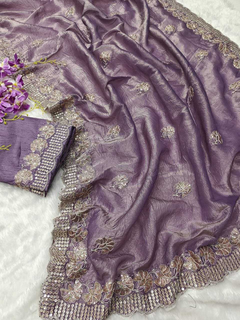 Ynf Soft Gold Crush KESH189 Shiny Sarees Wholesale Designer Sarees Sequins Work Saree Sarees With Blouse Manufacturer