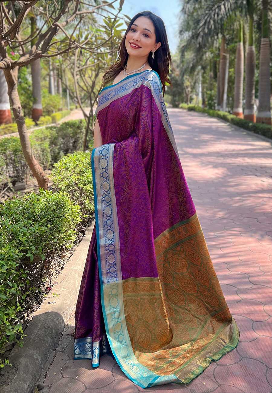 Ynf Soft Kashmiri Silk RIN116 KASHMIRI 2 Sarees Wholesale Fancy Sarees Kashmiri Sarees Zari Sarees Manufacturer