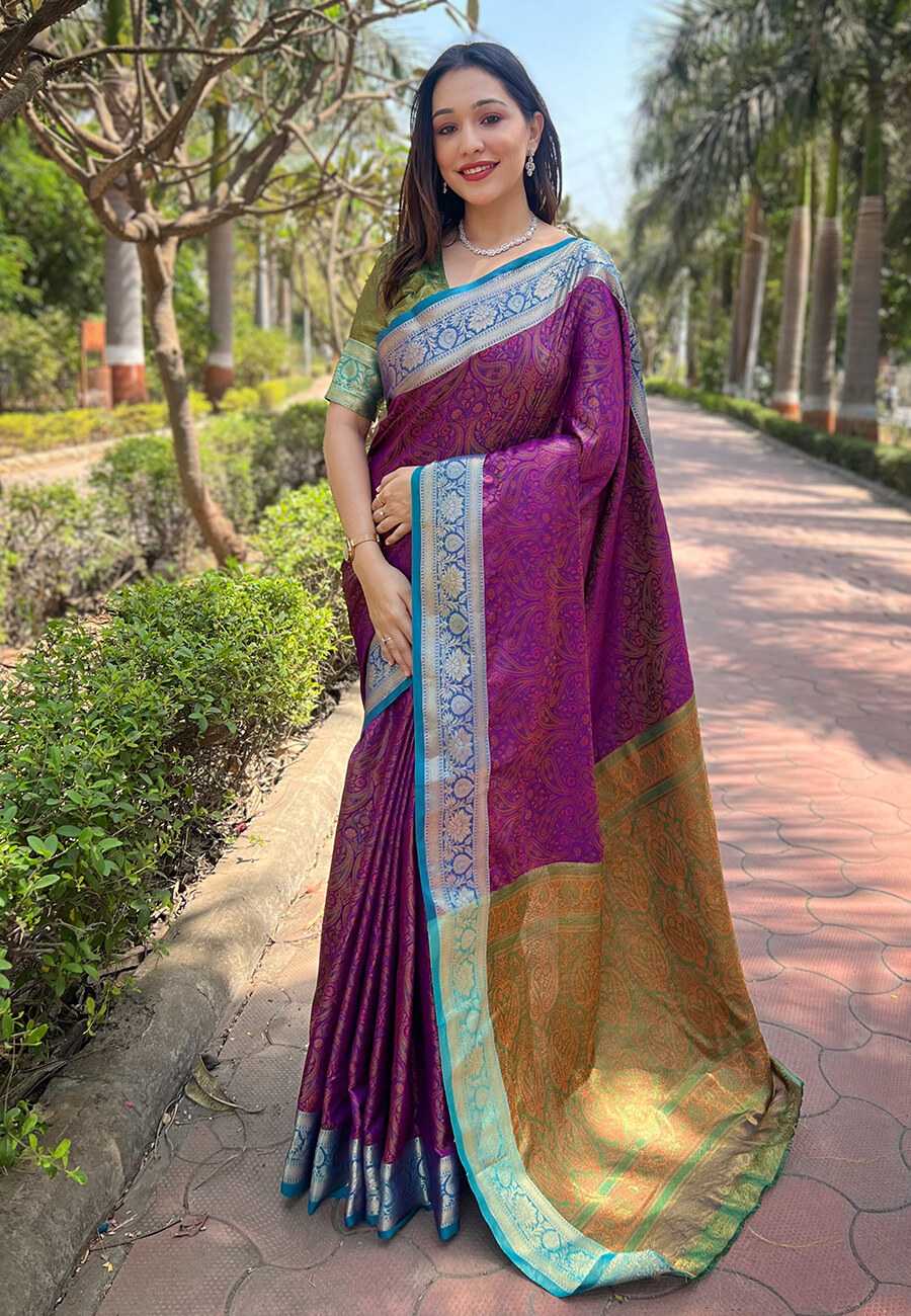 Ynf Soft Kashmiri Silk RIN116 KASHMIRI 2 Sarees Wholesale Fancy Sarees Kashmiri Sarees Zari Sarees Manufacturer