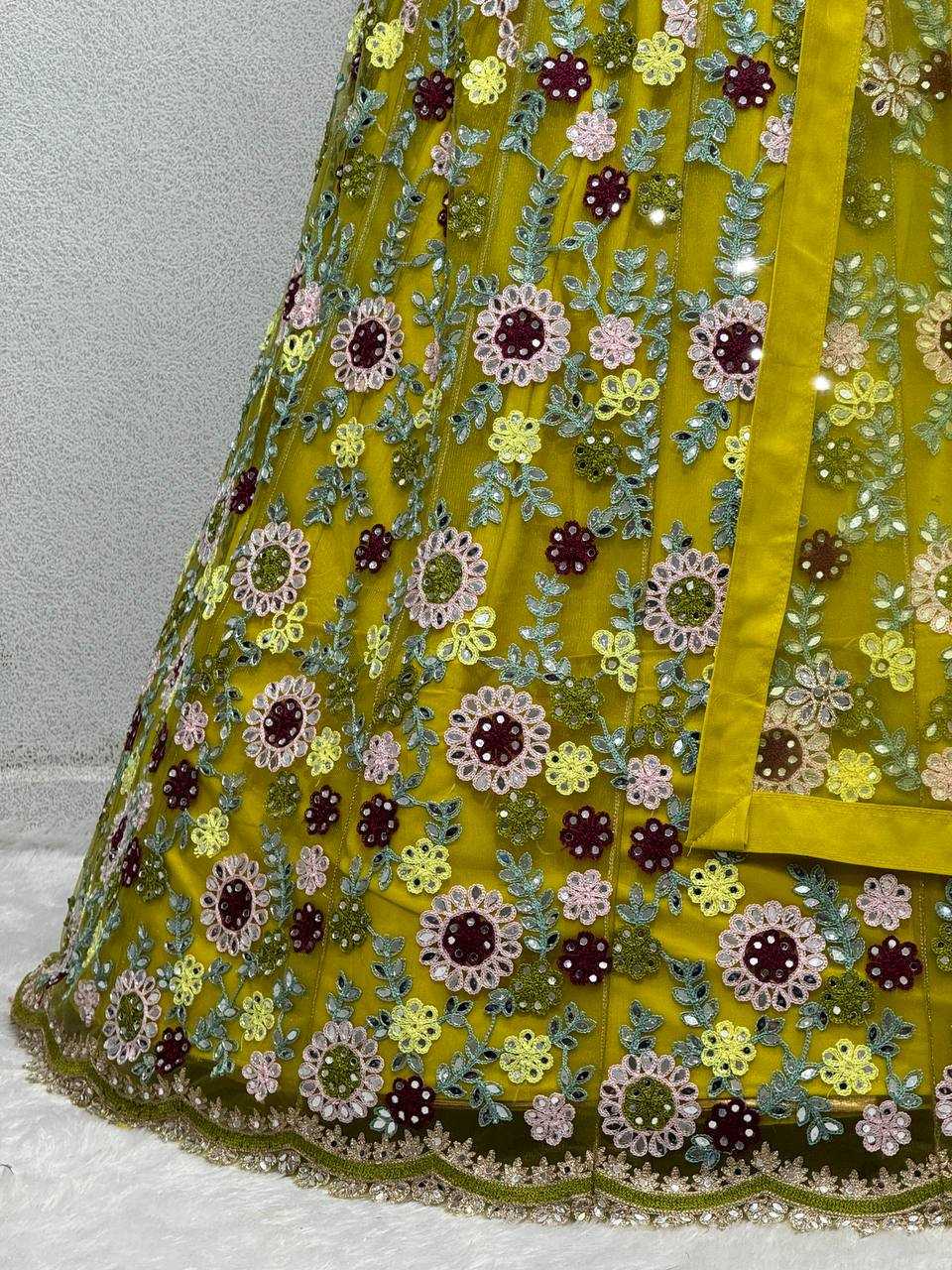 YNF SOFT NET KESH138 1002 LEHENGAS WHOLESALE NET EMBROIDERED MIRROR WORK LEHENGAS MANUFACTURER 