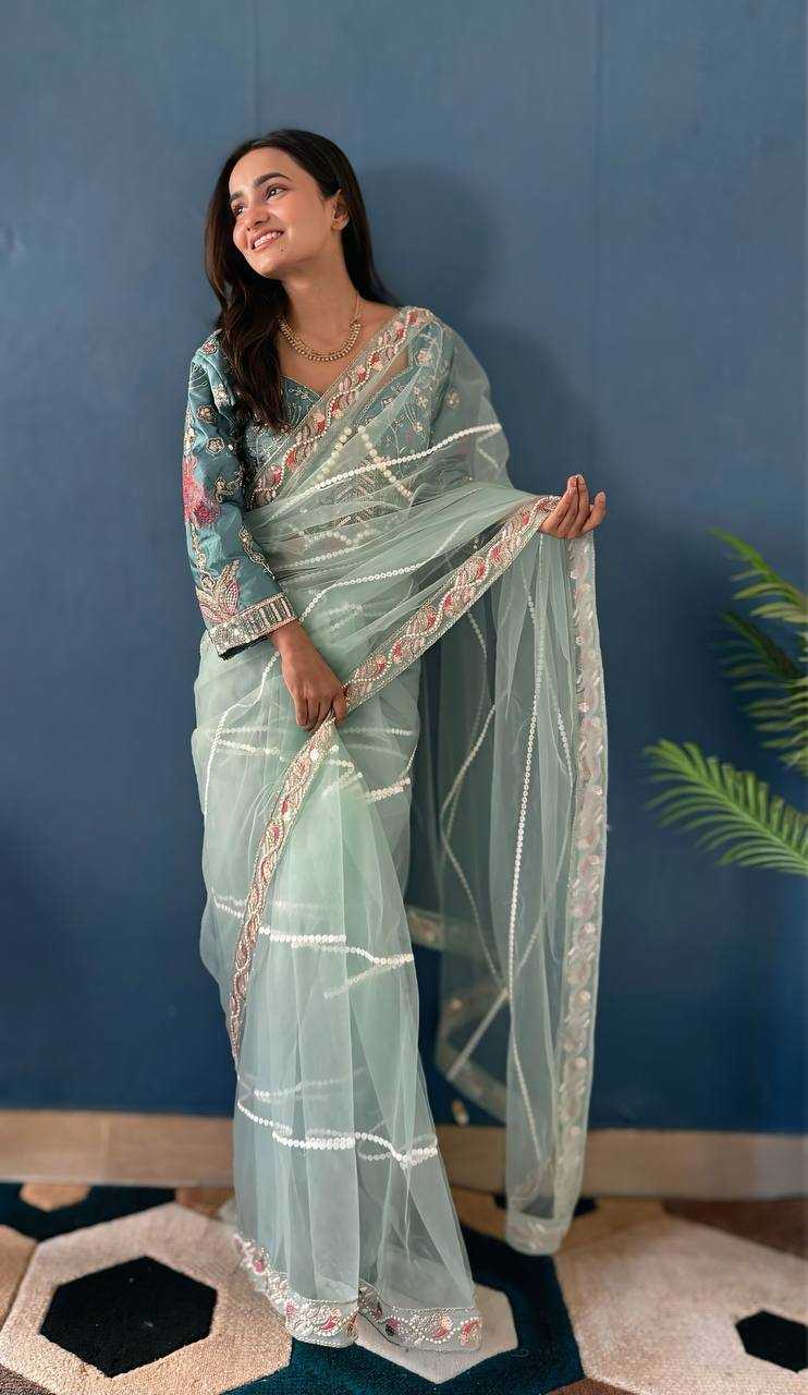 Ynf Soft Net RIN114 5070 Sarees Wholesale Party Wear Sarees Fancy Sarees Sequence Sarees Net Sarees Embroidered Sarees Manufacturer