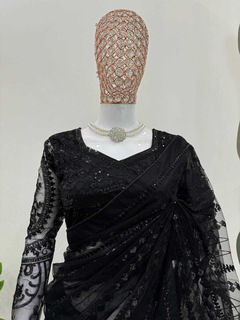 Ynf Soft Net RIN133 541 Sarees Wholesale Net Sarees Black Sarees Sarees With Blouse Manufacturer