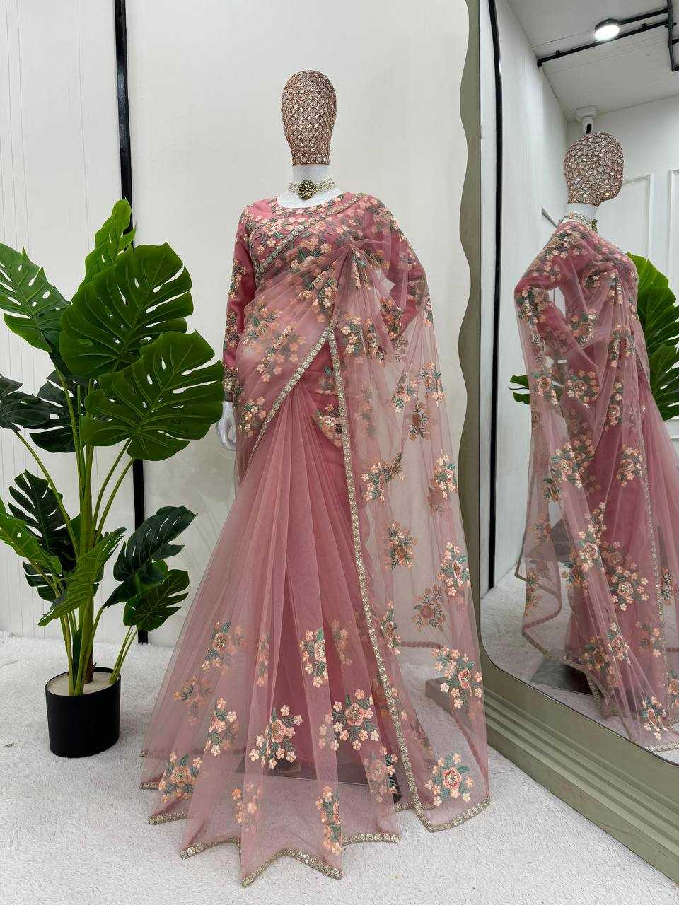 YNF SOFT NET RIN133 546 SAREES WHOLESALE DESINGER SEQUINS WORK WEDDING OUTFITS SAREES MANUFACTURER