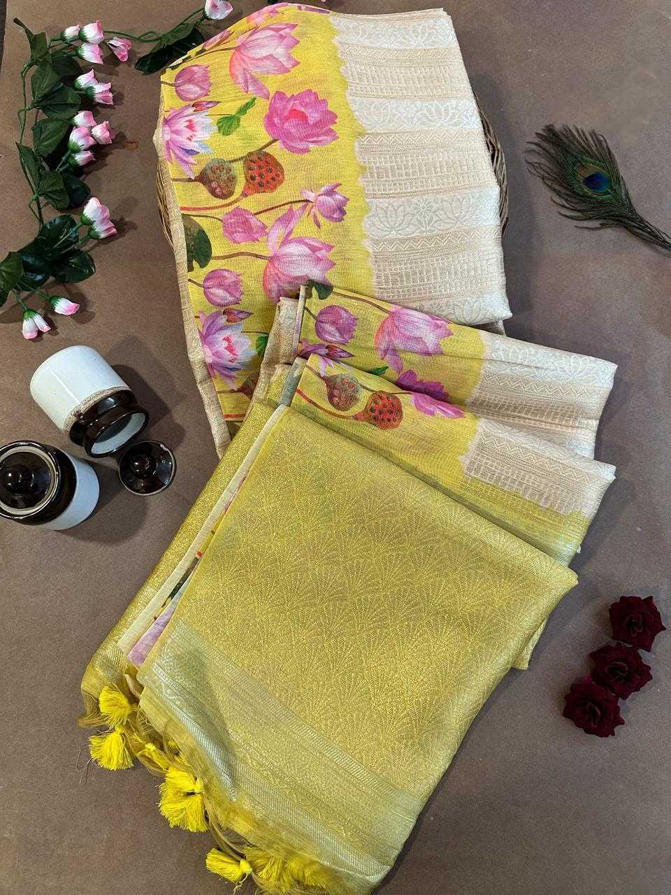 Ynf Soft Silk KESH166 SONITA FLOWER Silk Sarees Wholesale Soft Silk Sarees Printed Silk Saree Zari Border Silk Sarees Manufacturer