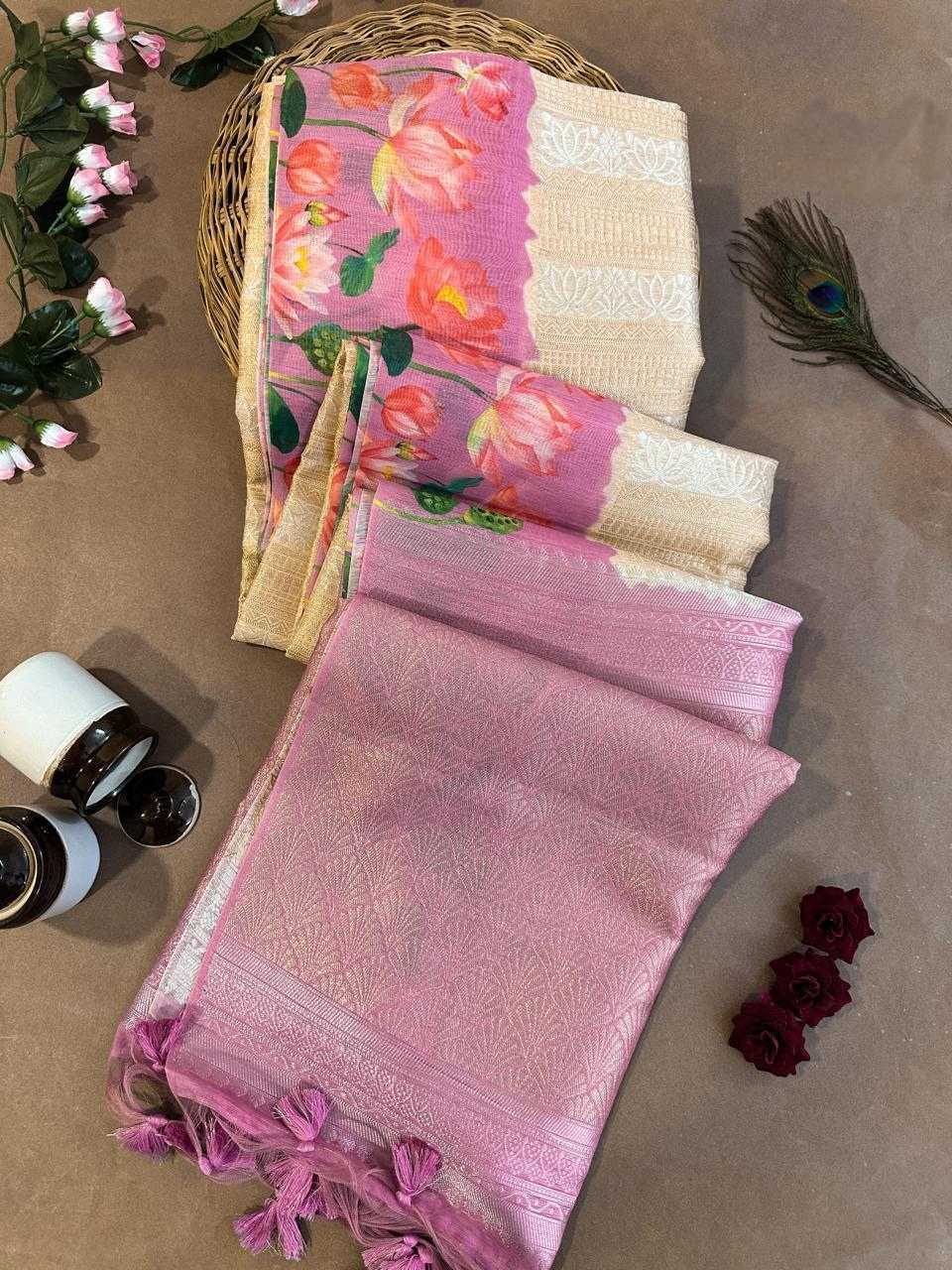 Ynf Soft Silk KESH166 SONITA FLOWER Silk Sarees Wholesale Soft Silk Sarees Printed Silk Saree Zari Border Silk Sarees Manufacturer