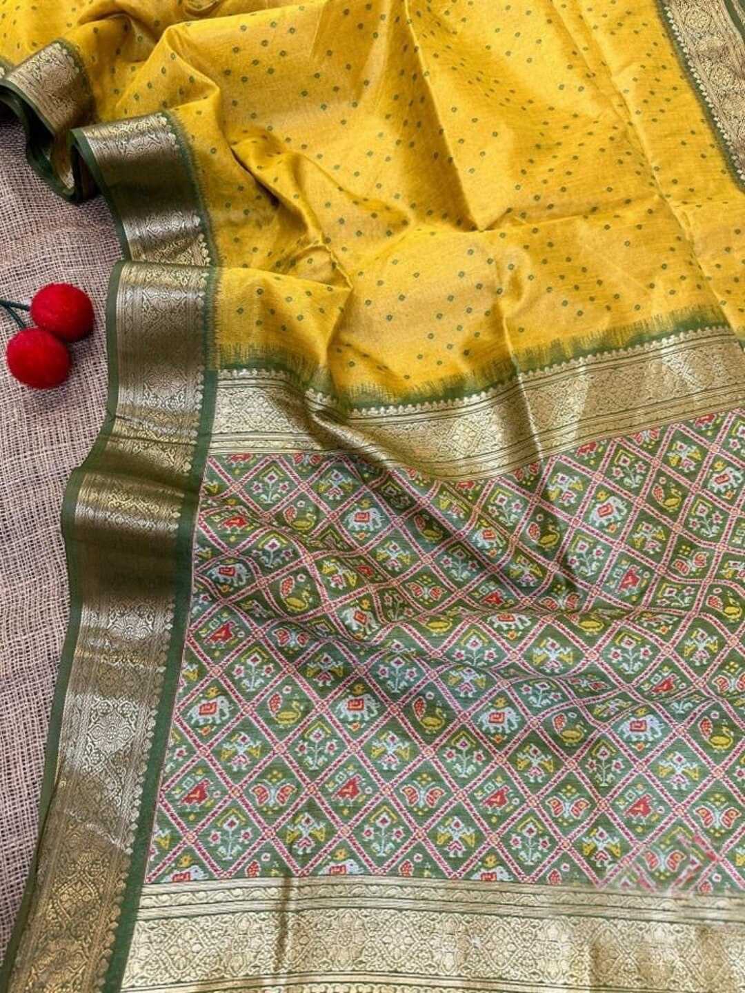 Ynf Soft Silk KESH166 TULSI PATOLA 1 Silk Sarees Wholesale Soft Silk Sarees Patola Sarees Zari Border Silk Sarees Manufacturer