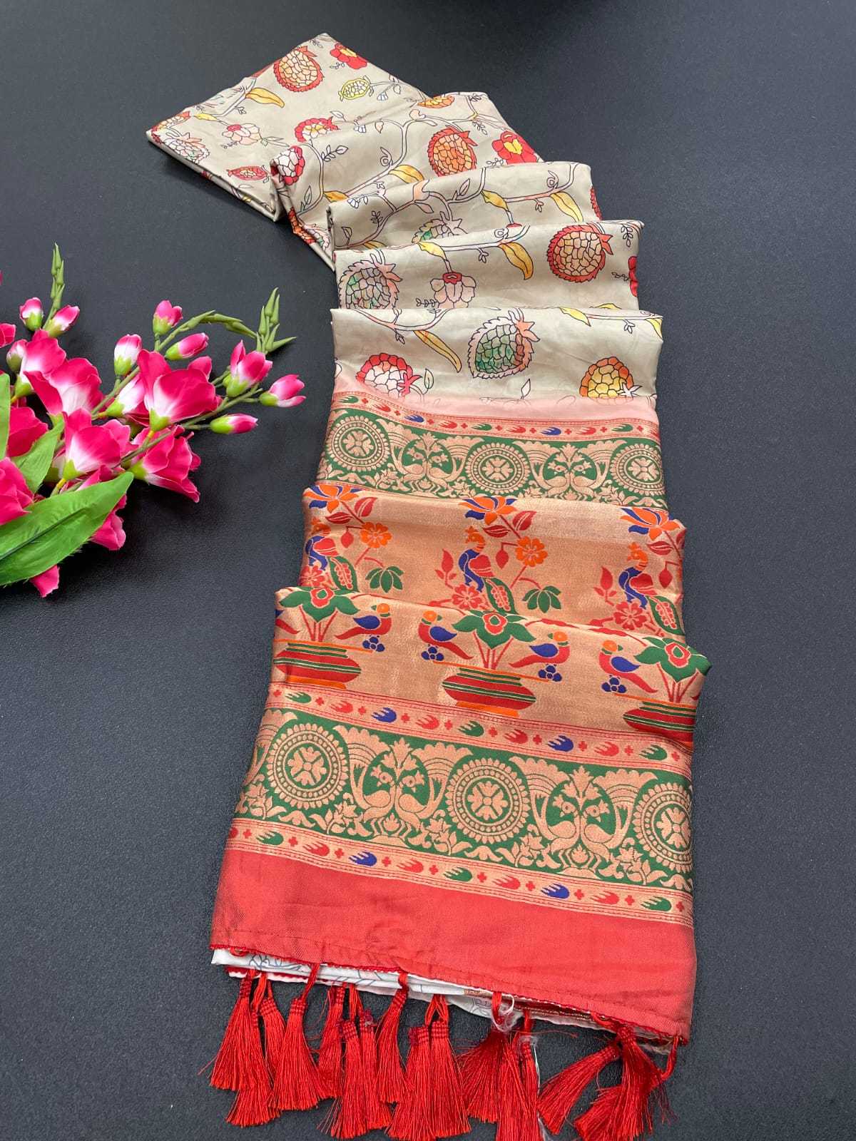 Ynf Soft Silk KESH203 MTW51 Silk Sarees Wholesale Designer Silk Sarees Zari Border Silk Sarees Kalamkari Silk Sarees Manufacturer