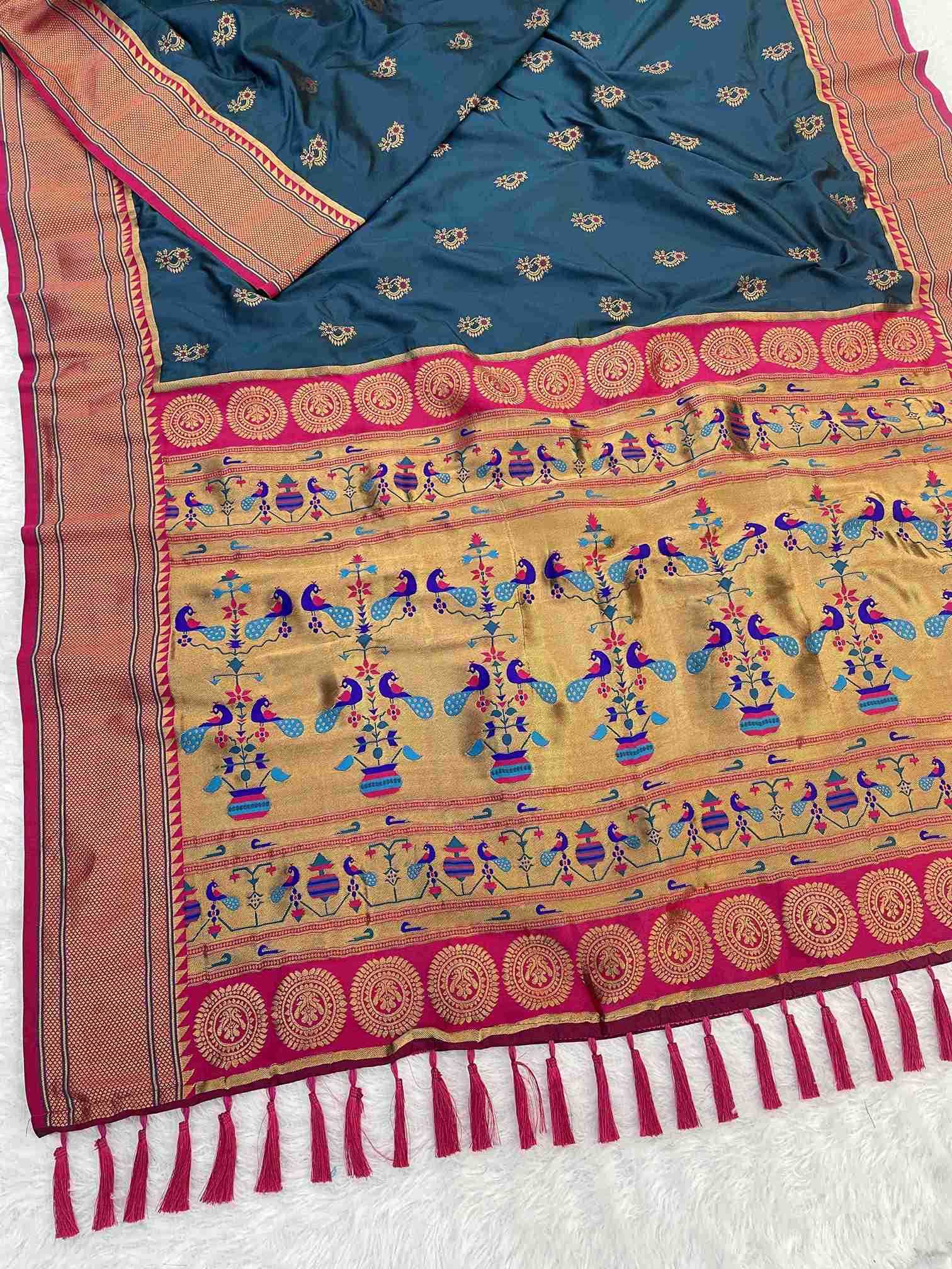 Ynf Soft Silk RIN116 REW30 Silk Sarees Wholesale Paithani Sarees Soft Silk Sarees Silk Sarees With Contrast Pallu Manufacturer