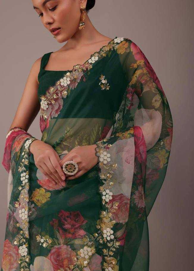 YNF TABBY SILK ORGANZA RIN188  Golden Flower SAREES WHOLESALE ORGANZA PRINTED SILK SAREES MANUFACTURER