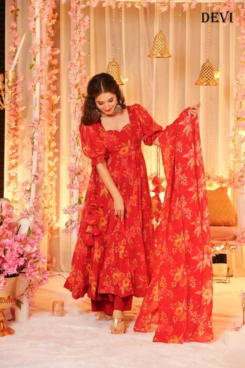 Ynf Tabby Silk RIN131 DEVI V~6 Gowns Wholesale Printed Gowns Silk Gowns Gown With Dupatta Manufacturer