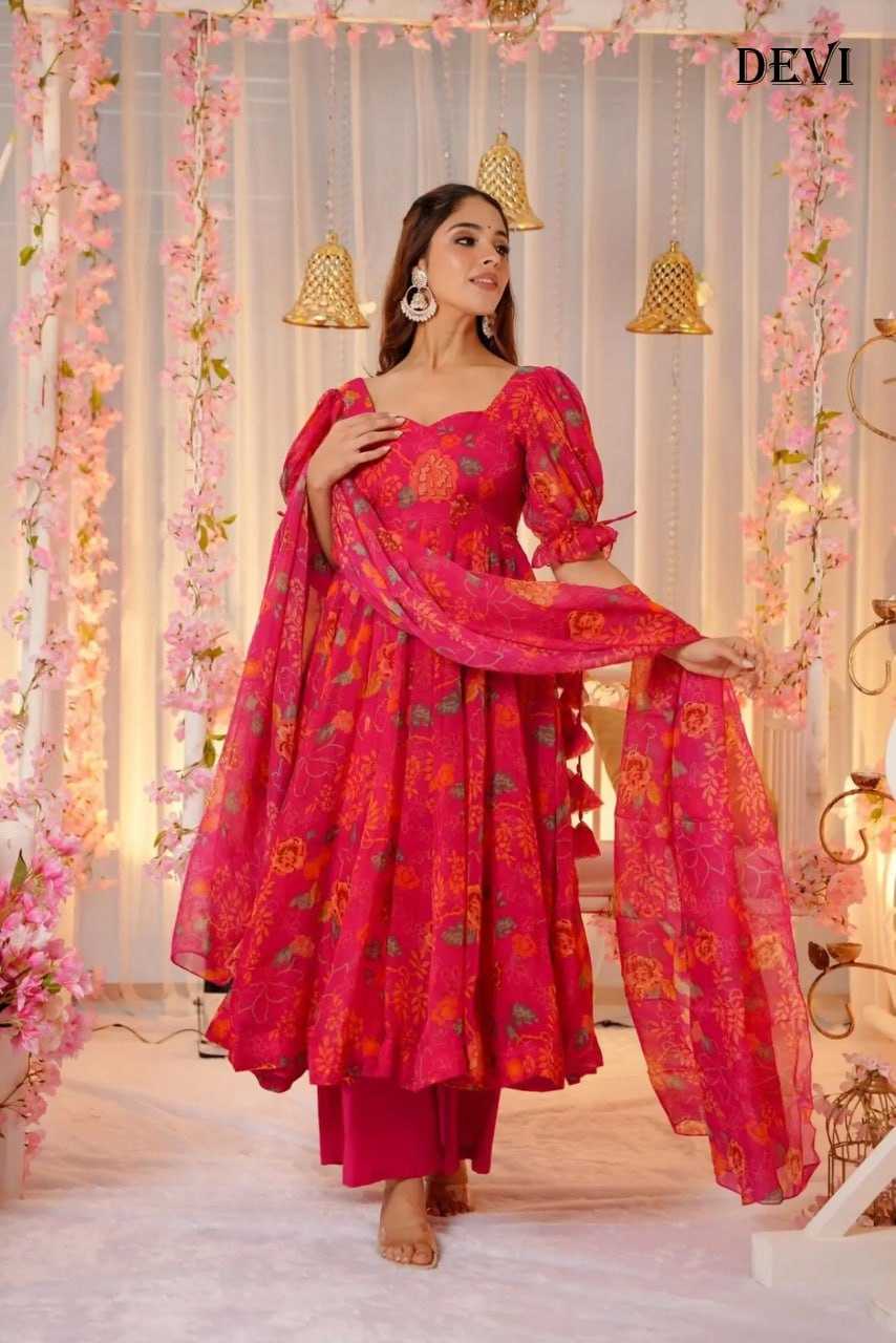 Ynf Tabby Silk RIN131 DEVI V~6 Gowns Wholesale Printed Gowns Silk Gowns Gown With Dupatta Manufacturer