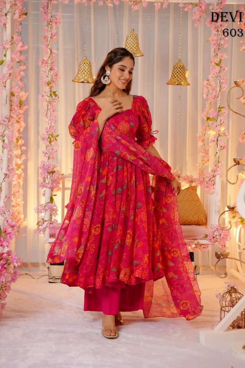 Ynf Tabby Silk RIN131 DEVI V~6 Gowns Wholesale Printed Gowns Silk Gowns Gown With Dupatta Manufacturer