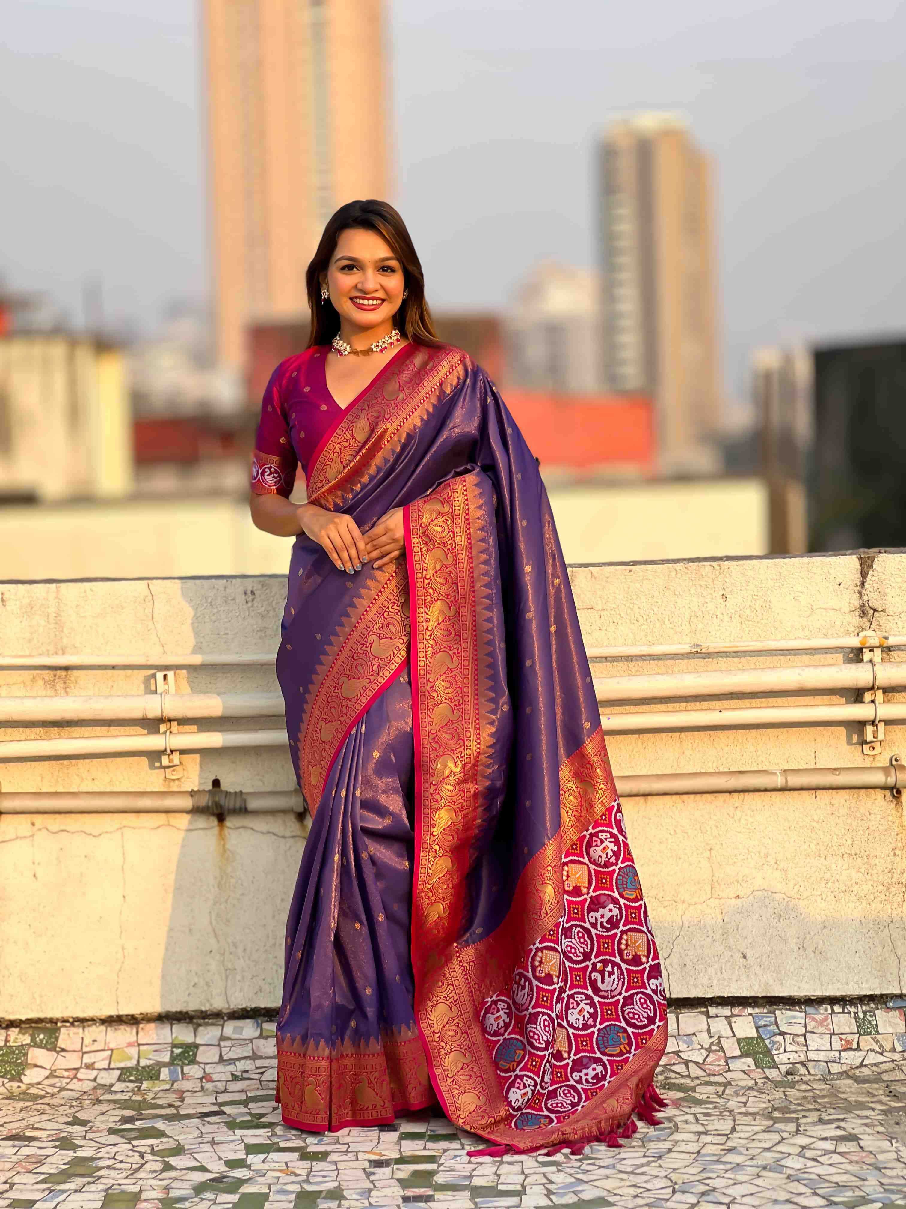 Ynf Tissue RIN116 TISSUE PATOLA Silk Sarees Wholesale Kanjeevaram Sarees Patola Sarees Pure Zari Silk Sarees Fancy Silk Sarees Manufacturer