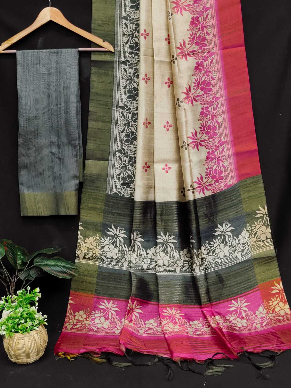 Ynf Tussar Silk KESH166 SAHELI BUTTI Silk Sarees Wholesale Soft Silk Sarees Printed Silk Saree Designer Silk Sarees Manufacturer