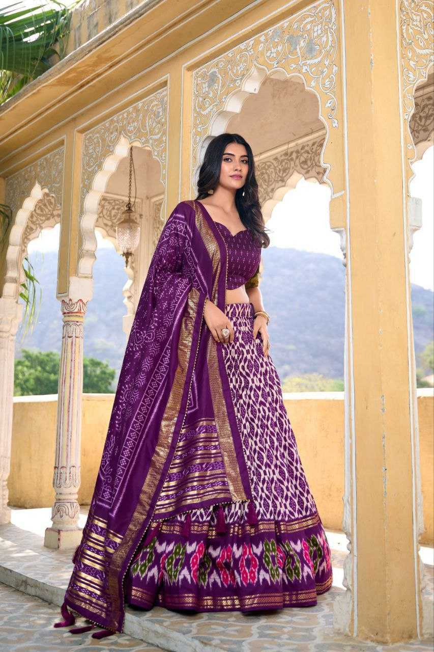 Ynf Tussar Silk RIN131 WHITE PATOLA Lehengas Wholesale Fancy Lehenga Rajwada Lehenga Printed Lehenga Manufacturer