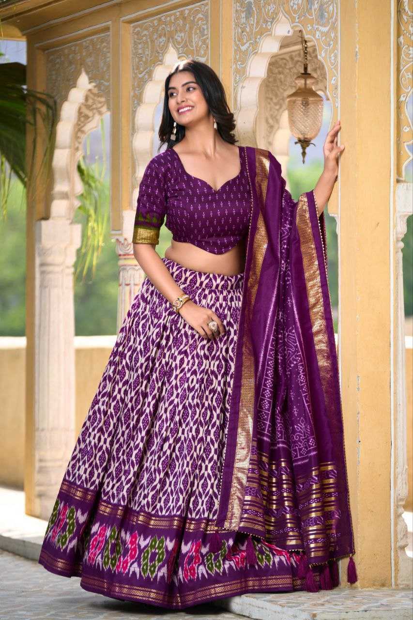 Ynf Tussar Silk RIN131 WHITE PATOLA Lehengas Wholesale Fancy Lehenga Rajwada Lehenga Printed Lehenga Manufacturer