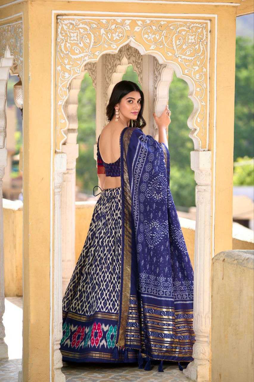 Ynf Tussar Silk RIN131 WHITE PATOLA Lehengas Wholesale Fancy Lehenga Rajwada Lehenga Printed Lehenga Manufacturer