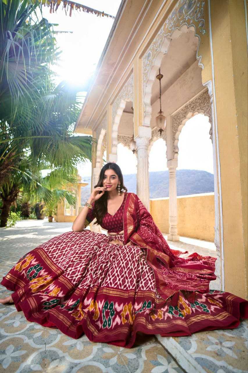 Ynf Tussar Silk RIN131 WHITE PATOLA Lehengas Wholesale Fancy Lehenga Rajwada Lehenga Printed Lehenga Manufacturer