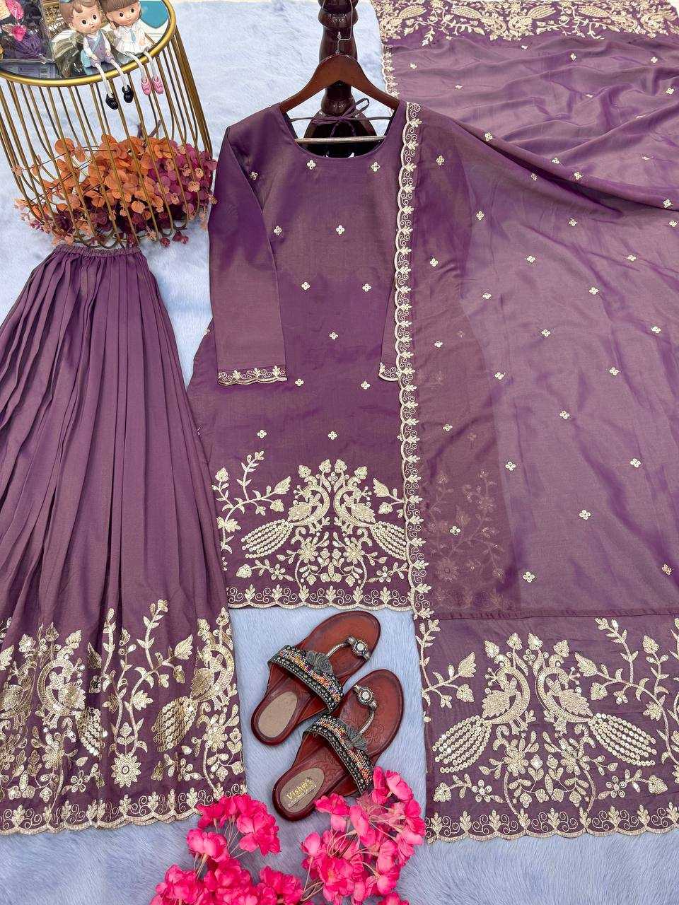 YNF TWILL NET KESH141 1077 SUITS & DRESSES WHOLESALE EMBROIDERY COTTON PALAZZO SUITS & DRESSES MANUFACTURER