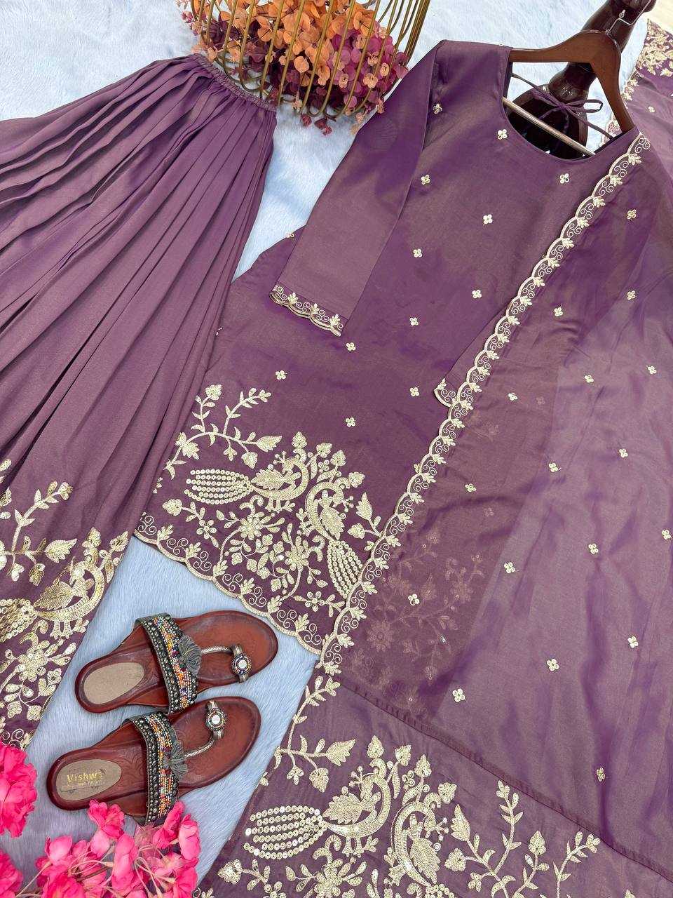 YNF TWILL NET KESH141 1077 SUITS & DRESSES WHOLESALE EMBROIDERY COTTON PALAZZO SUITS & DRESSES MANUFACTURER