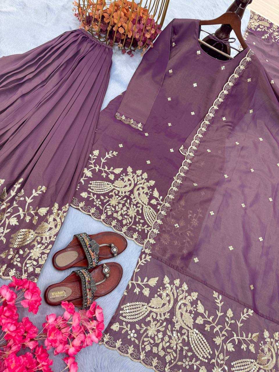 YNF TWILL NET KESH141 1077 SUITS & DRESSES WHOLESALE EMBROIDERY COTTON PALAZZO SUITS & DRESSES MANUFACTURER