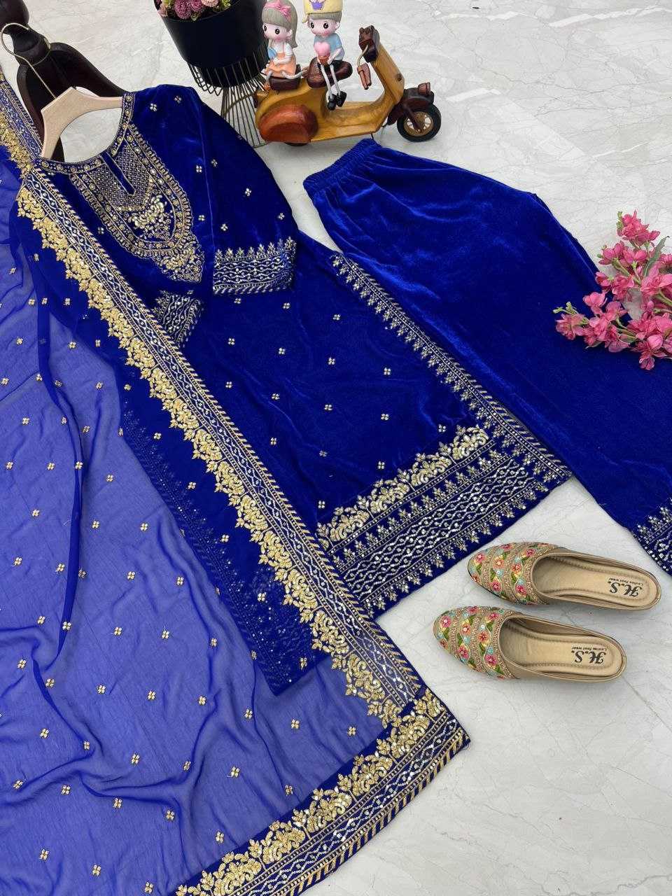 Ynf Velvet KESH158 6002 Gowns Wholesale Embroidery Gowns Velvet Gowns Gown With Dupatta Manufacturer