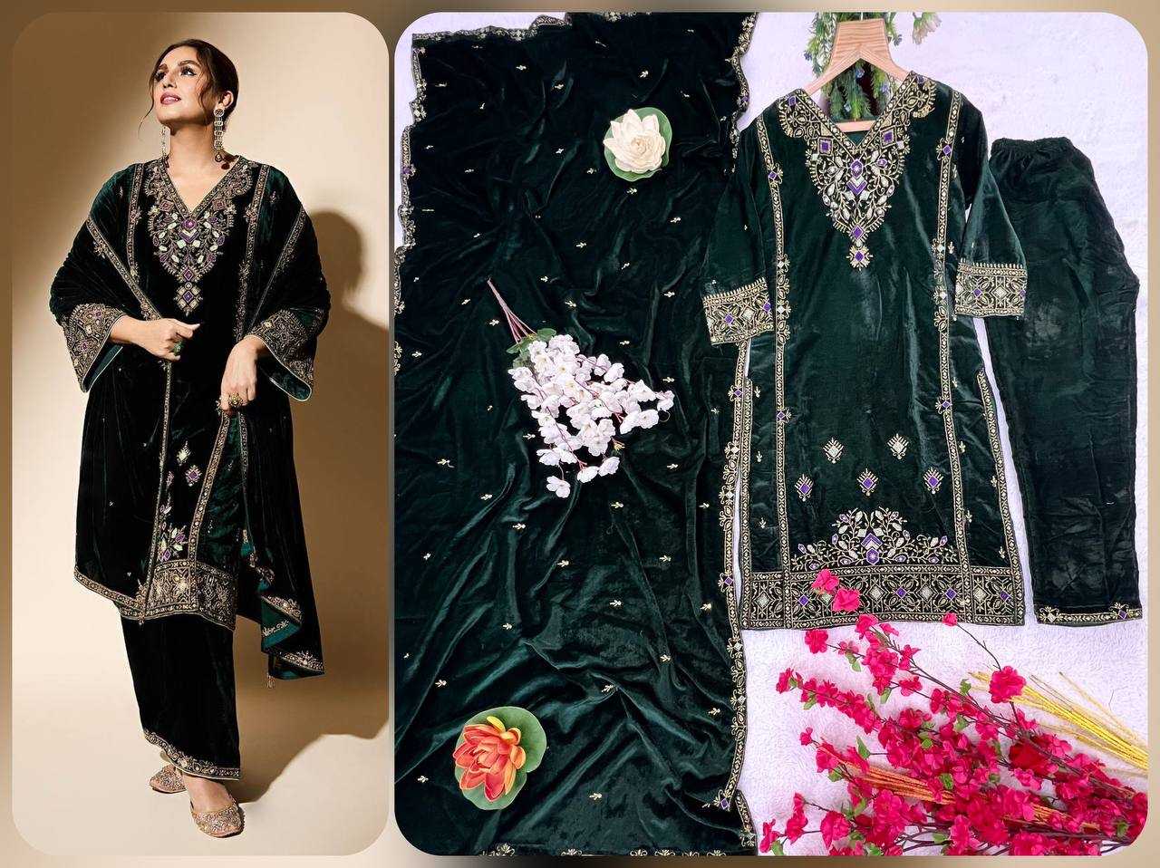 YNF VELVET  KESH399 3131 SUITS & DRESSES WHOLESALE EMBROIDERY WEDDING EID SUITS MANUFACTURER