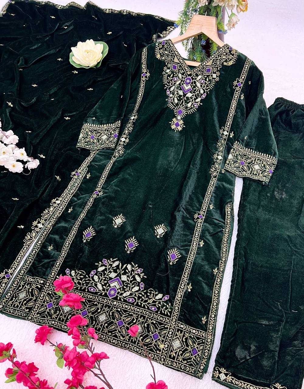 YNF VELVET  KESH399 3131 SUITS & DRESSES WHOLESALE EMBROIDERY WEDDING EID SUITS MANUFACTURER