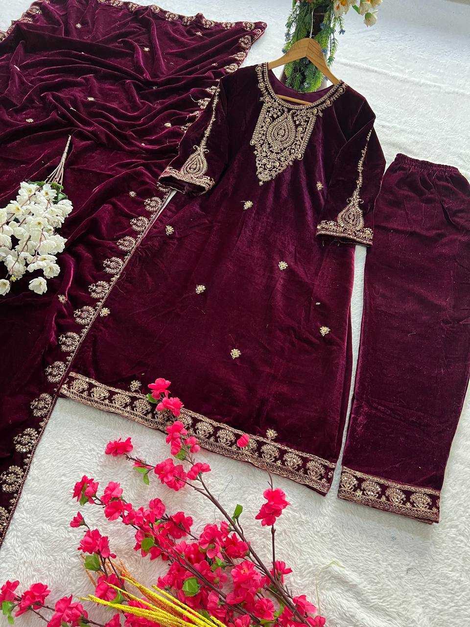 YNF VELVET  KESH399 3135 SUITS & DRESSES WHOLESAL EWEDDING EMBROIDERY  EID SUITS  MANUFACTURER