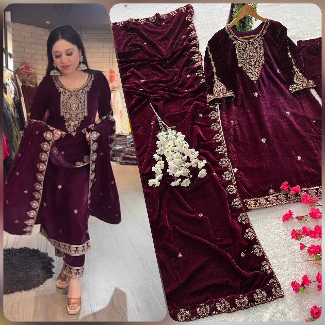 YNF VELVET  KESH399 3135 SUITS & DRESSES WHOLESAL EWEDDING EMBROIDERY  EID SUITS  MANUFACTURER