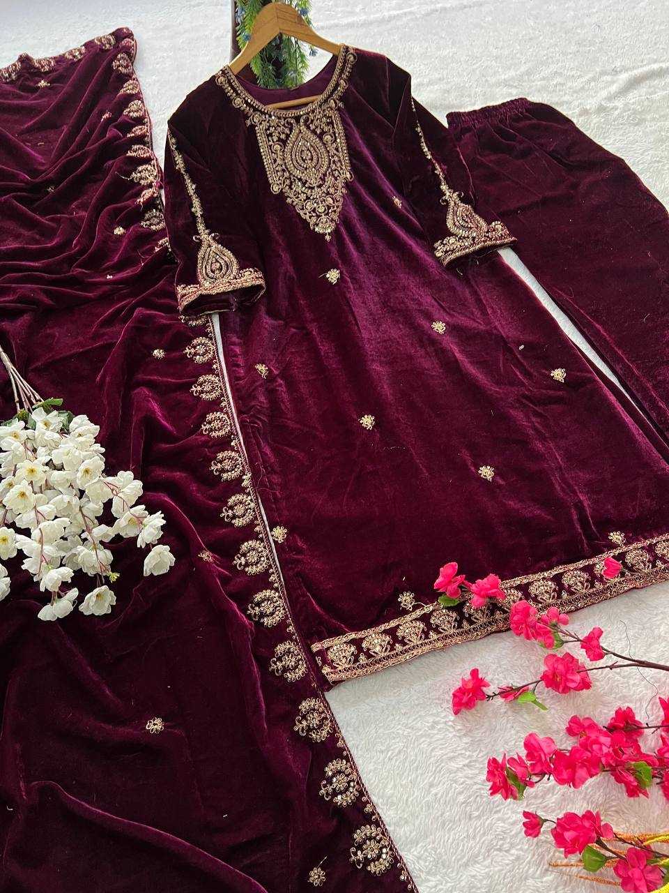 YNF VELVET  KESH399 3135 SUITS & DRESSES WHOLESAL EWEDDING EMBROIDERY  EID SUITS  MANUFACTURER