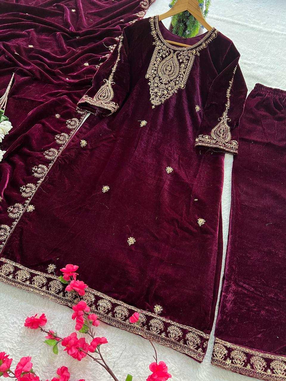 YNF VELVET  KESH399 3135 SUITS & DRESSES WHOLESAL EWEDDING EMBROIDERY  EID SUITS  MANUFACTURER