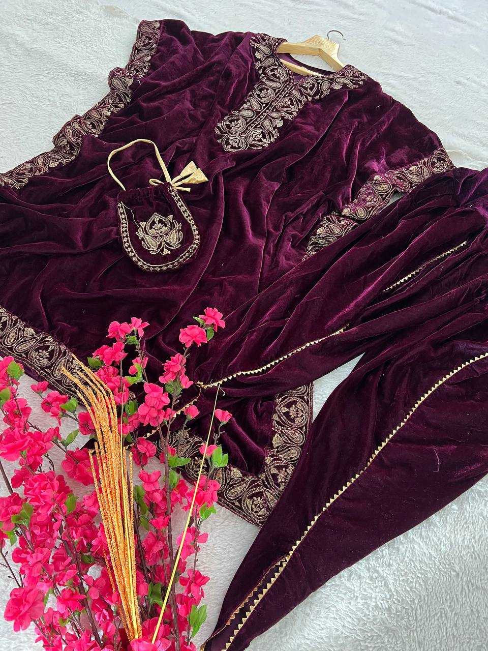 YNF VELVET KESH399 3136 SUITS & DRESSES WHOLESALE KAFTAN  EMBROIDERY PARTY SUITS MANUFACTURER