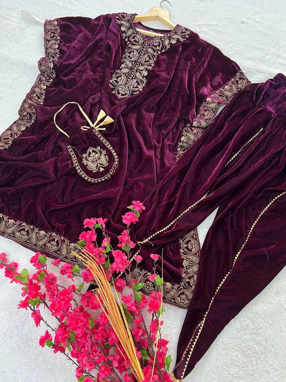 YNF VELVET KESH399 3136 SUITS & DRESSES WHOLESALE KAFTAN  EMBROIDERY PARTY SUITS MANUFACTURER