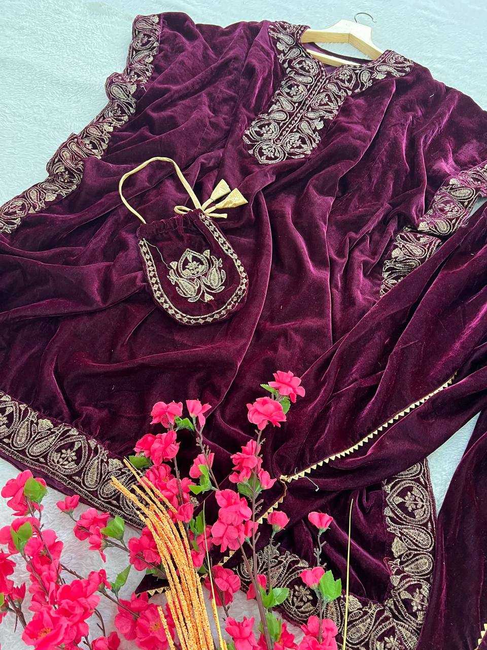 YNF VELVET KESH399 3136 SUITS & DRESSES WHOLESALE KAFTAN  EMBROIDERY PARTY SUITS MANUFACTURER