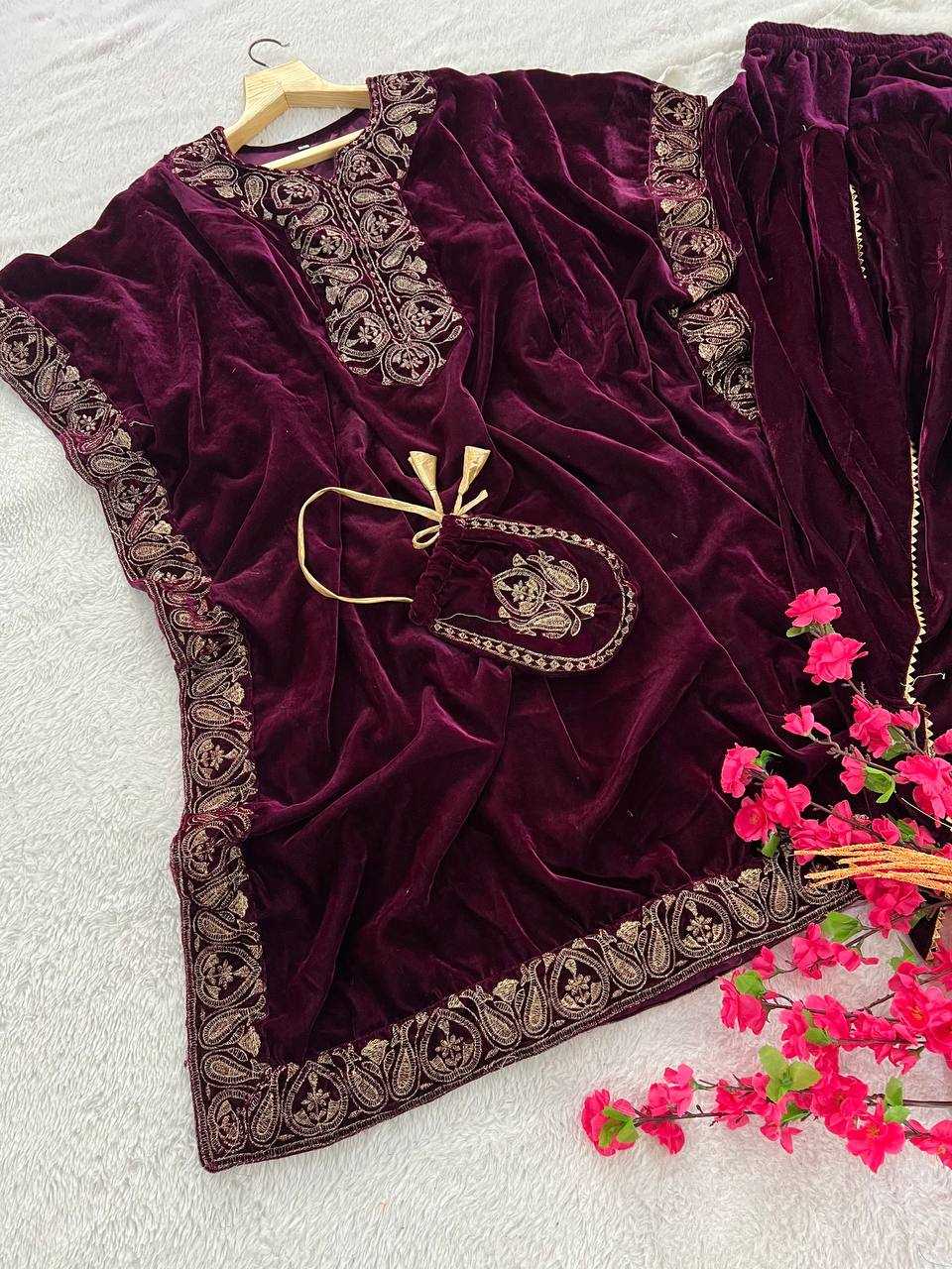 YNF VELVET KESH399 3136 SUITS & DRESSES WHOLESALE KAFTAN  EMBROIDERY PARTY SUITS MANUFACTURER