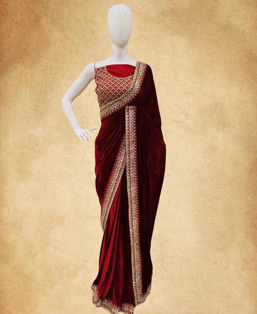 Ynf Velvet KESH413 331 Sarees Wholesale Fancy Sarees Velvet Sarees Embroidered Sarees Manufacturer