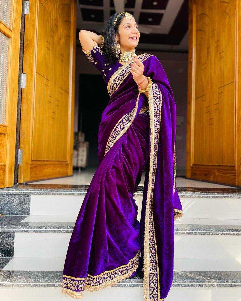 Ynf Velvet KESH413 376 Sarees Wholesale Fancy Sarees Velvet Sarees Embroidered Sarees Manufacturer