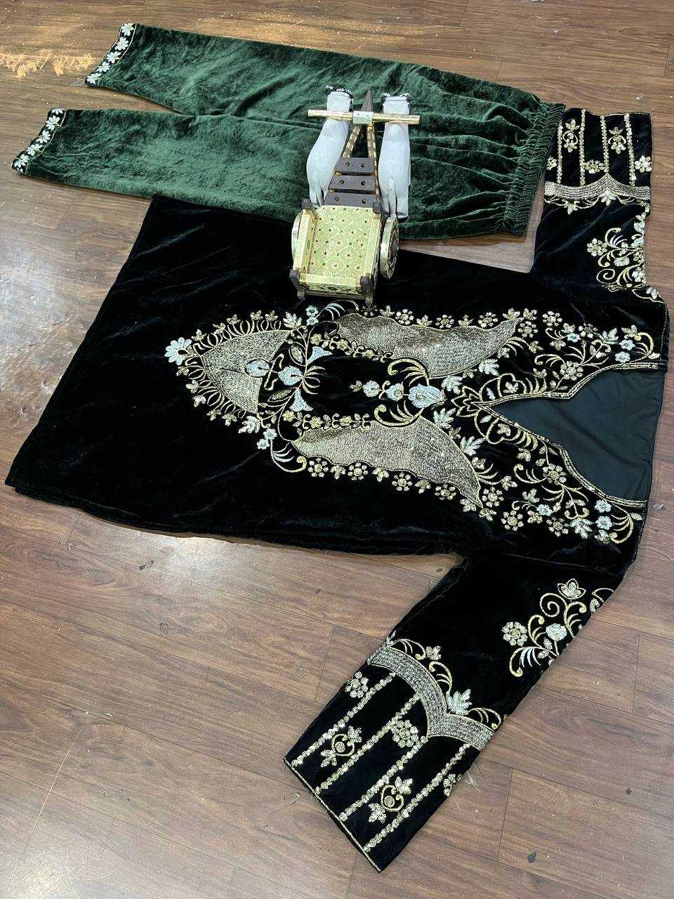 YNF VELVET RIN108 1705 SUIT WHOLESALE EMBROIDERY VELVET PALAZZO SUIT MANUFACTURER