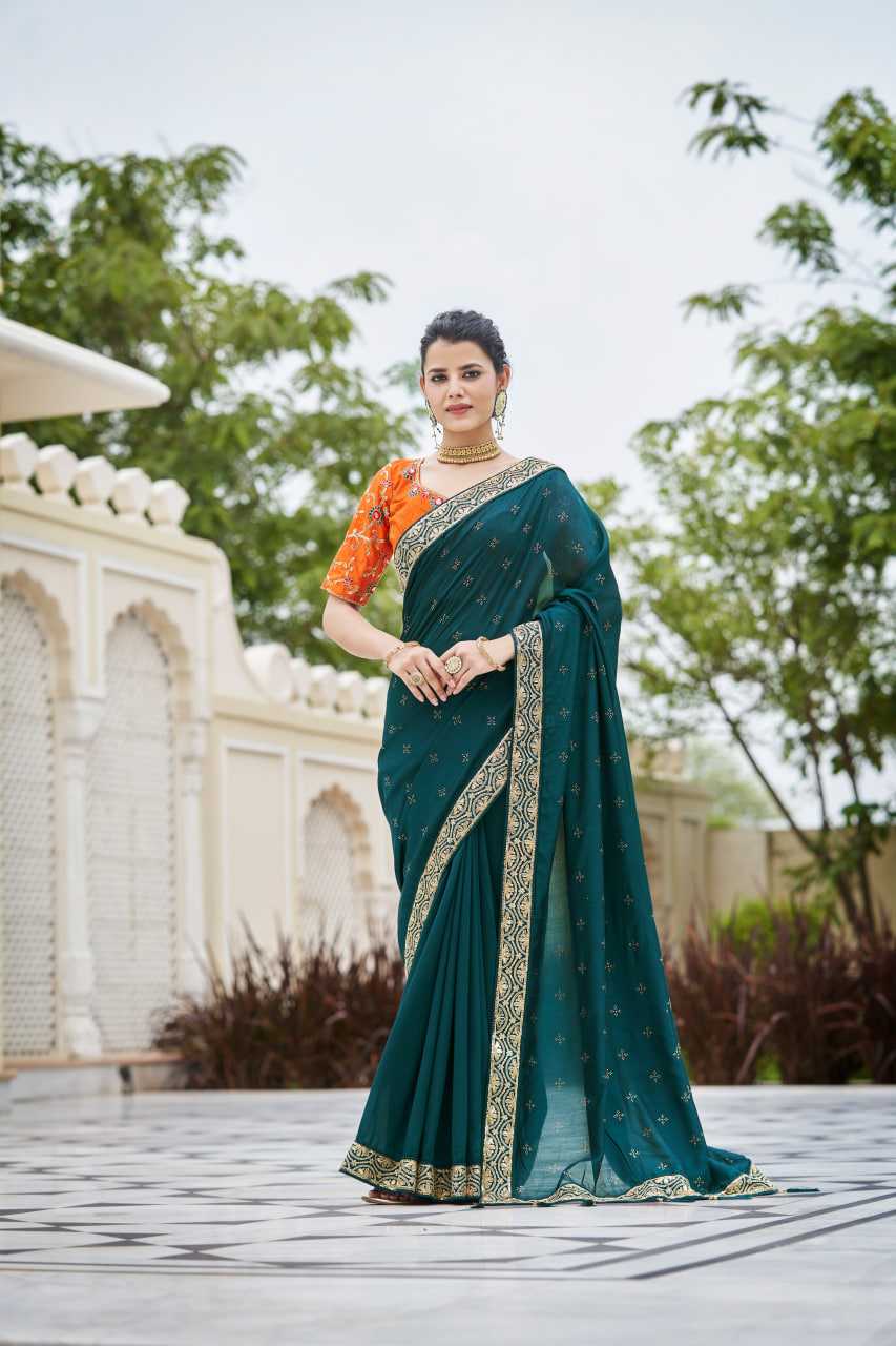 Ynf Vichitra Silk KESH417 5417 Sarees Wholesale Party Wear Sarees Swarovski Sarees Sarees With Blouse Manufacturer