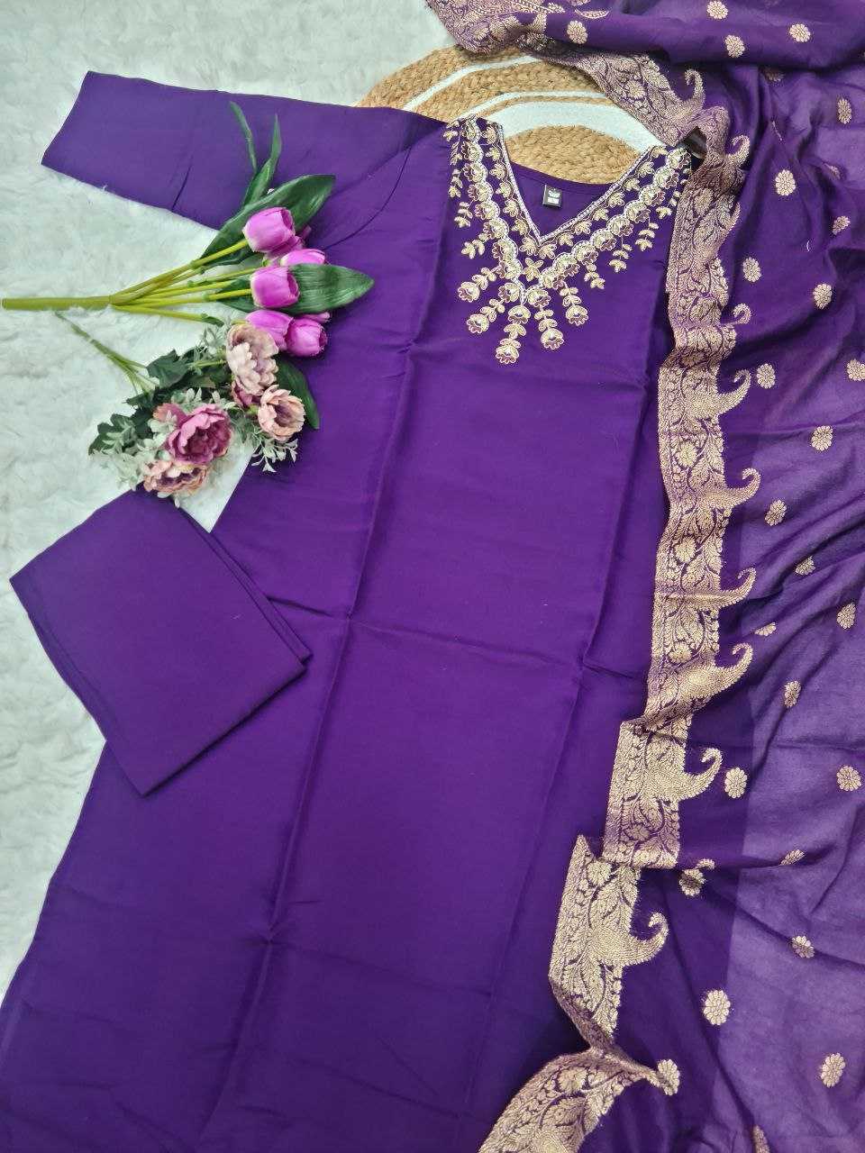 YNF VISCOSE CHANDERI RIN174 64 SUITS & DRESSES WHOLESALE CASUAL PRINTED EMBROIDERED SUITS & DRESSES MANUFACTURER