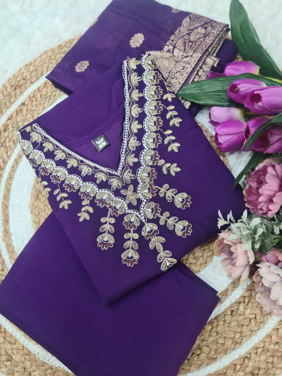 YNF VISCOSE CHANDERI RIN174 64 SUITS & DRESSES WHOLESALE CASUAL PRINTED EMBROIDERED SUITS & DRESSES MANUFACTURER