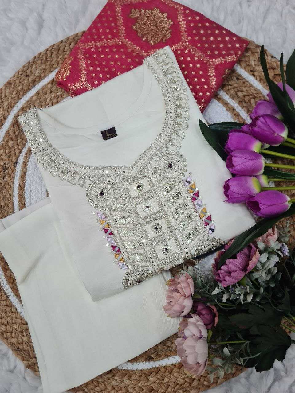 YNF VISCOSE CHANDERI RIN174 MARIA SUITS & DRESSES WHOLESALE EMBROIDERY CHANDERI PARTY WEAR SUITS MANUFACTURER