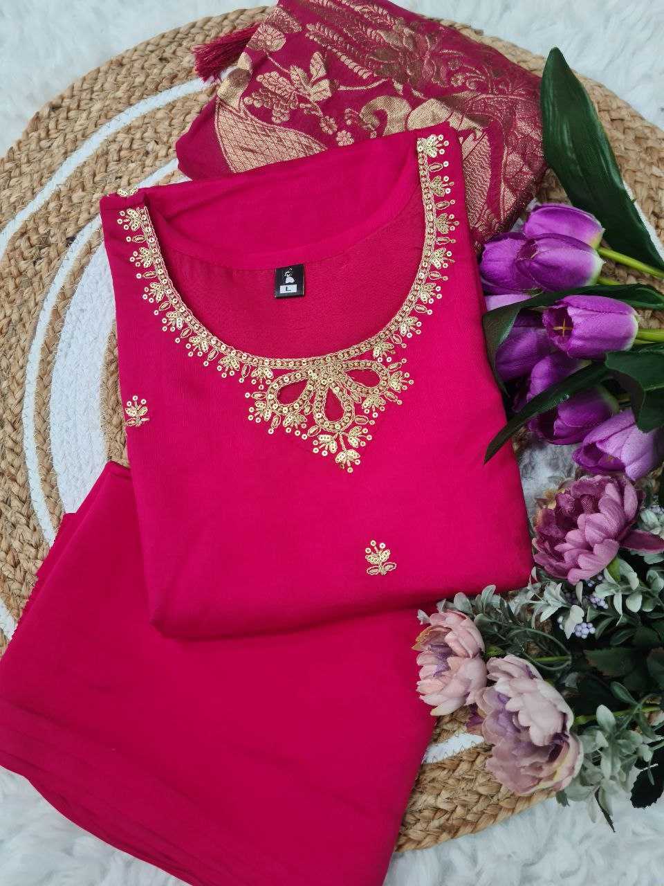 YNF VISCOSE CHANDERI RIN174 TWINKLE SUITS & DRESSES WHOLESALE EMBROIDERY CHANDERI WEDDING SUITS MANUFACTURER