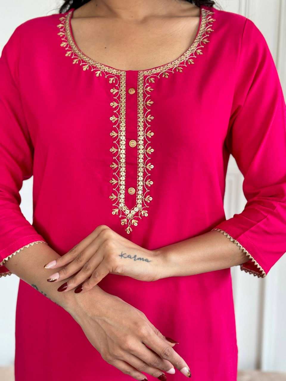 YNF VISCOSE KESH402 460 SUITS & DRESSES WHOLESALE LADIES PRINTED EMBROIDERED SUITS MANUFACTURER