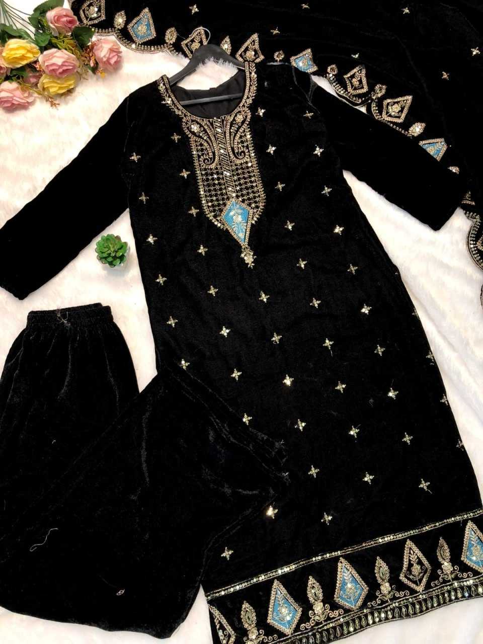 YNF VISCOSE KESH409 012 SUIT WHOLESALE EMBROIDERY VELVET DESIGNER SUIT MANUFACTURER