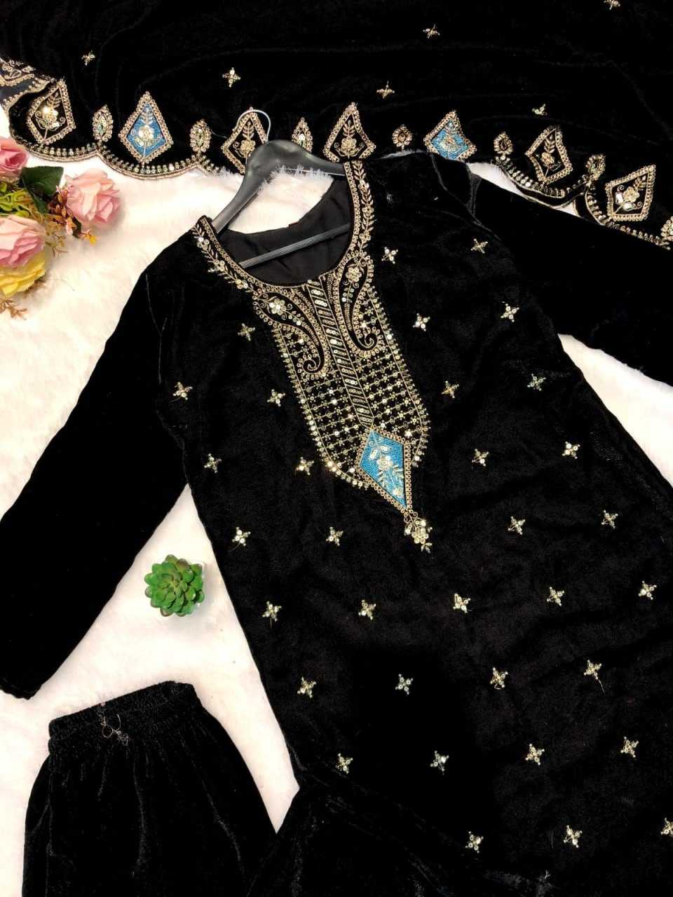 YNF VISCOSE KESH409 012 SUIT WHOLESALE EMBROIDERY VELVET DESIGNER SUIT MANUFACTURER